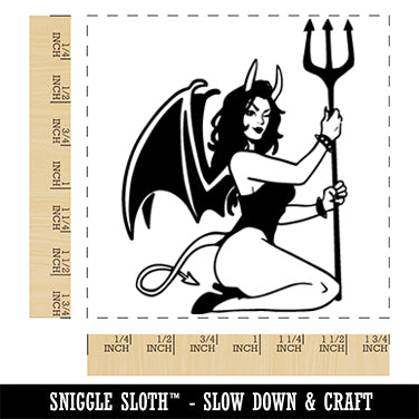 Pinup Devil Woman Demon Square Rubber Stamp for Stamping Crafting