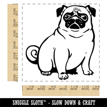 Regal Pug Dog Sitting Square Rubber Stamp for Stamping Crafting