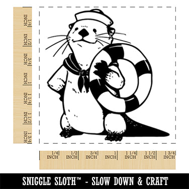 Sailor Sea Otter with Life Preserver Square Rubber Stamp for Stamping Crafting
