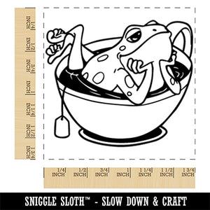 Seductive Frog in Tea Cup Square Rubber Stamp for Stamping Crafting