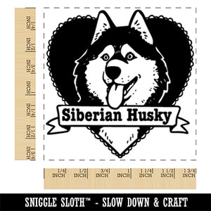 Siberian Husky Dog Heart Square Rubber Stamp for Stamping Crafting