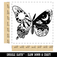 Sun Moon Butterfly Moth Square Rubber Stamp for Stamping Crafting