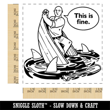 This is Fine Stranded Man with Sharks Square Rubber Stamp for Stamping Crafting