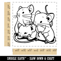 Three Curious Mice Rodents Square Rubber Stamp for Stamping Crafting