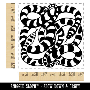 Two Coiled Snakes Striped Serpents Square Rubber Stamp for Stamping Crafting