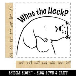 What the Heck Confused Bear Square Rubber Stamp for Stamping Crafting
