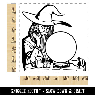 Wizard Mage Pondering Orb Crystal Ball Square Rubber Stamp for Stamping Crafting