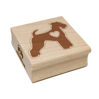 Airedale Terrier Bingley Waterside Dog with Heart Square Rubber Stamp for Stamping Crafting