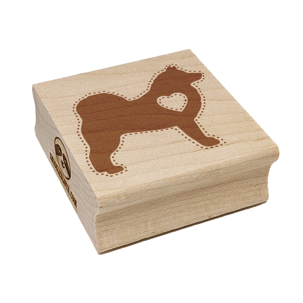 Alaskan Malamute Dog with Heart Square Rubber Stamp for Stamping Crafting