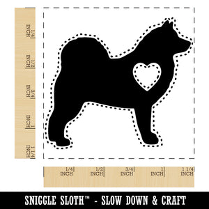 Alaskan Malamute Dog with Heart Square Rubber Stamp for Stamping Crafting