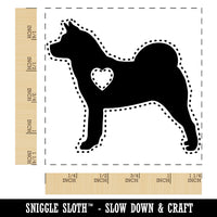 American Akita Dog with Heart Square Rubber Stamp for Stamping Crafting