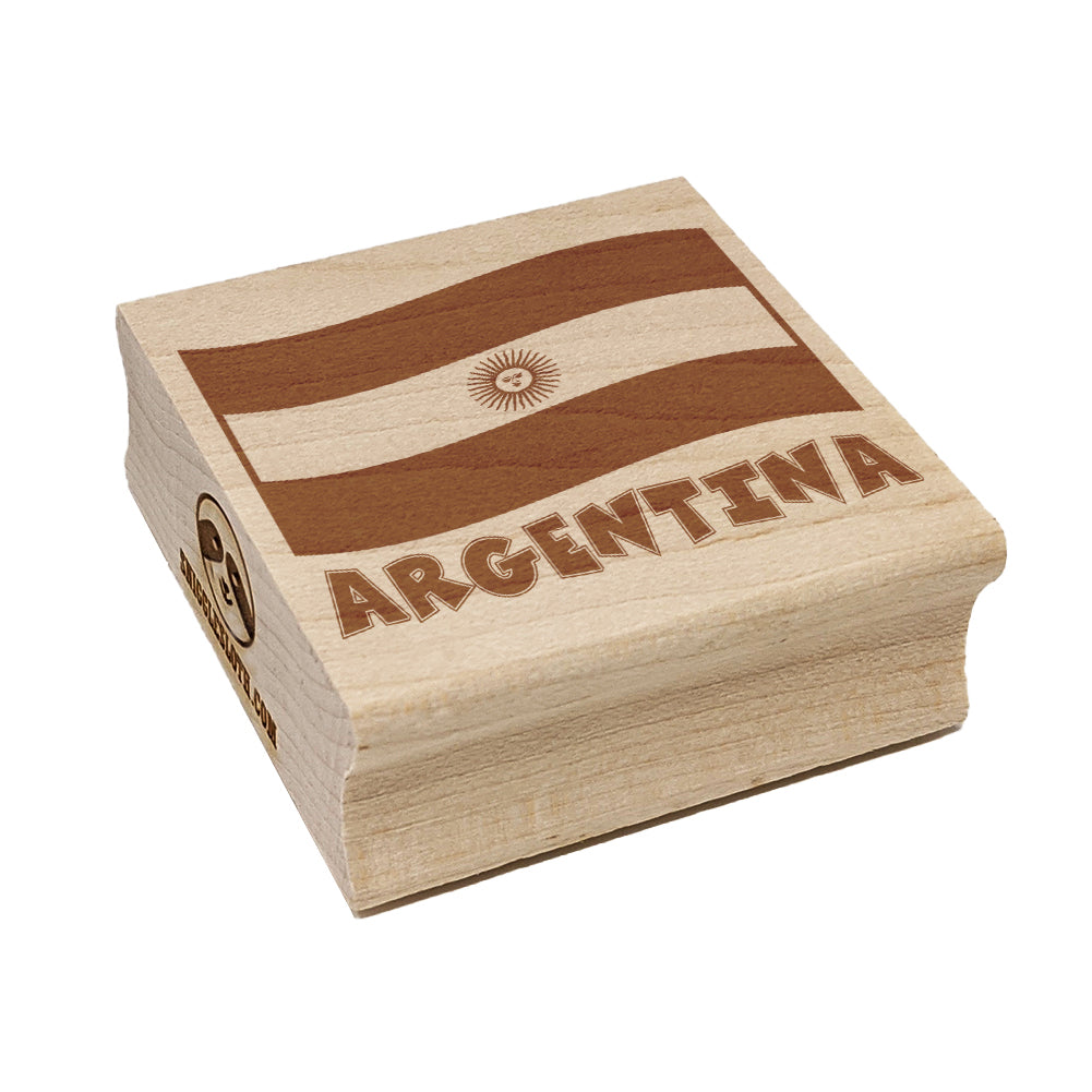 Argentina with Waving Flag Cute Square Rubber Stamp for Stamping Crafting