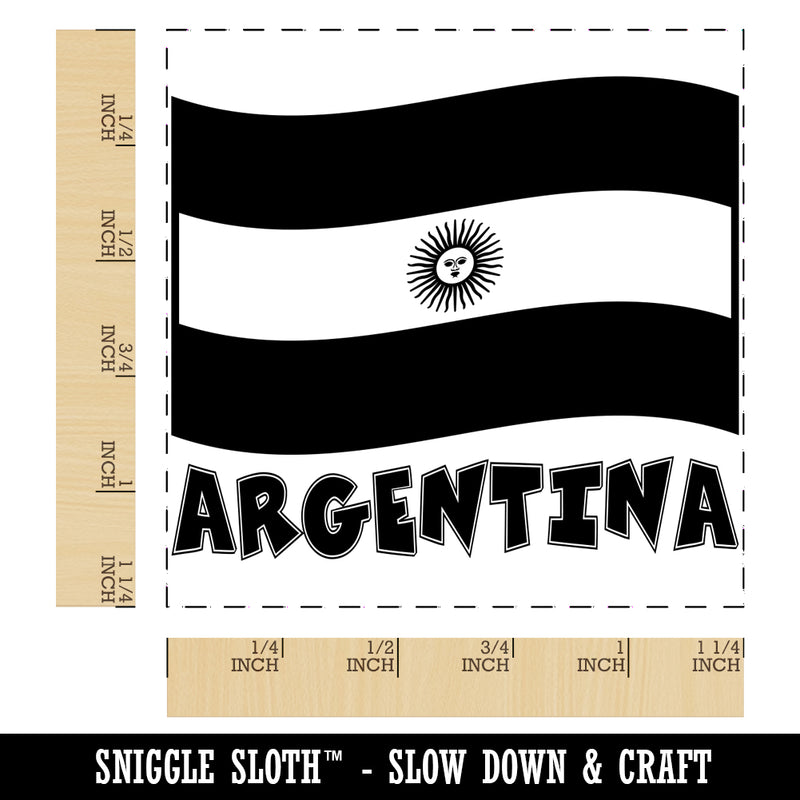 Argentina with Waving Flag Cute Square Rubber Stamp for Stamping Crafting