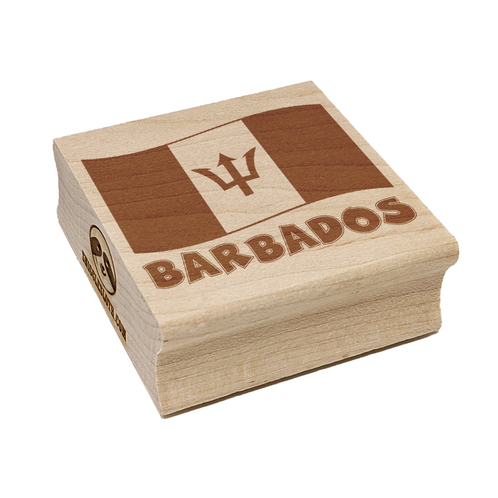 Barbados with Waving Flag Cute Square Rubber Stamp for Stamping Crafting