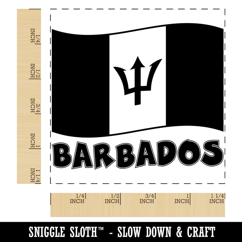 Barbados with Waving Flag Cute Square Rubber Stamp for Stamping Crafting