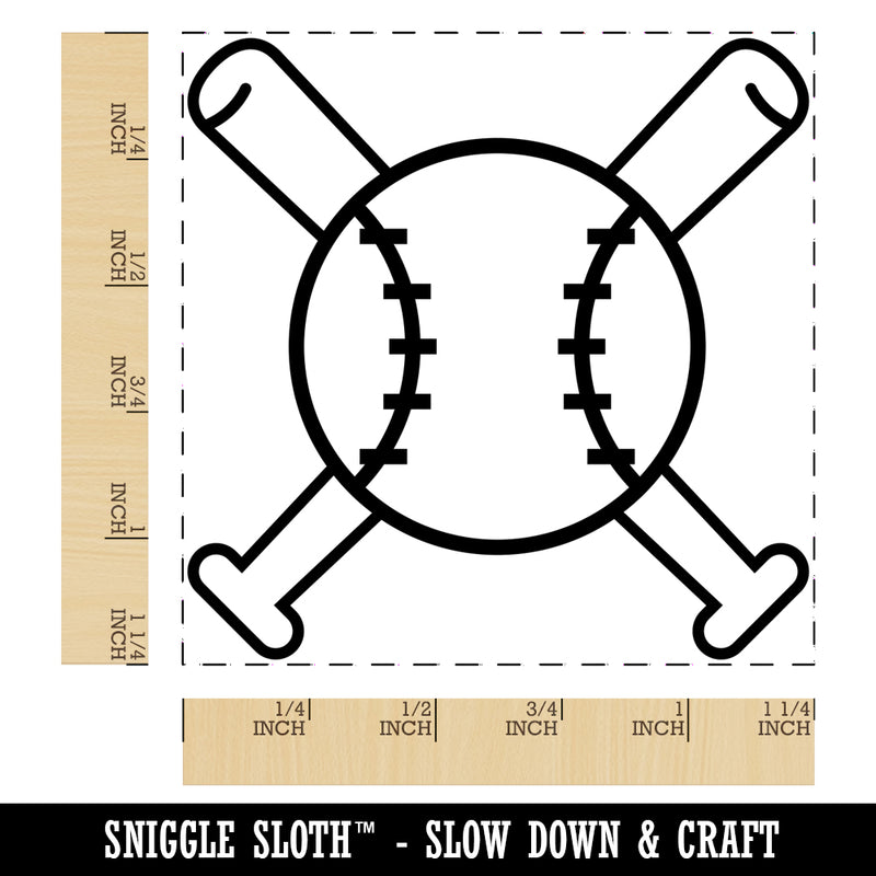 Baseball Crossed Bats Square Rubber Stamp for Stamping Crafting