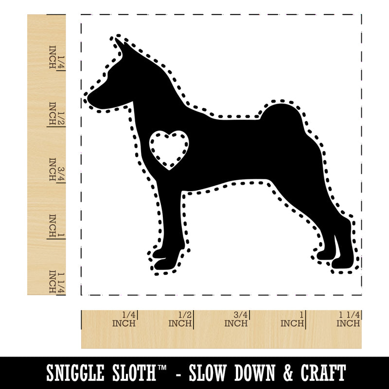 Basenji Dog with Heart Square Rubber Stamp for Stamping Crafting