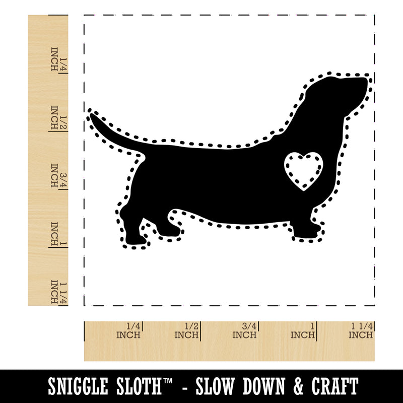 Basset Hound Dog with Heart Square Rubber Stamp for Stamping Crafting