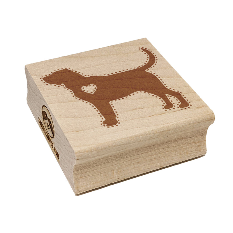 Bloodhound Dog with Heart Square Rubber Stamp for Stamping Crafting