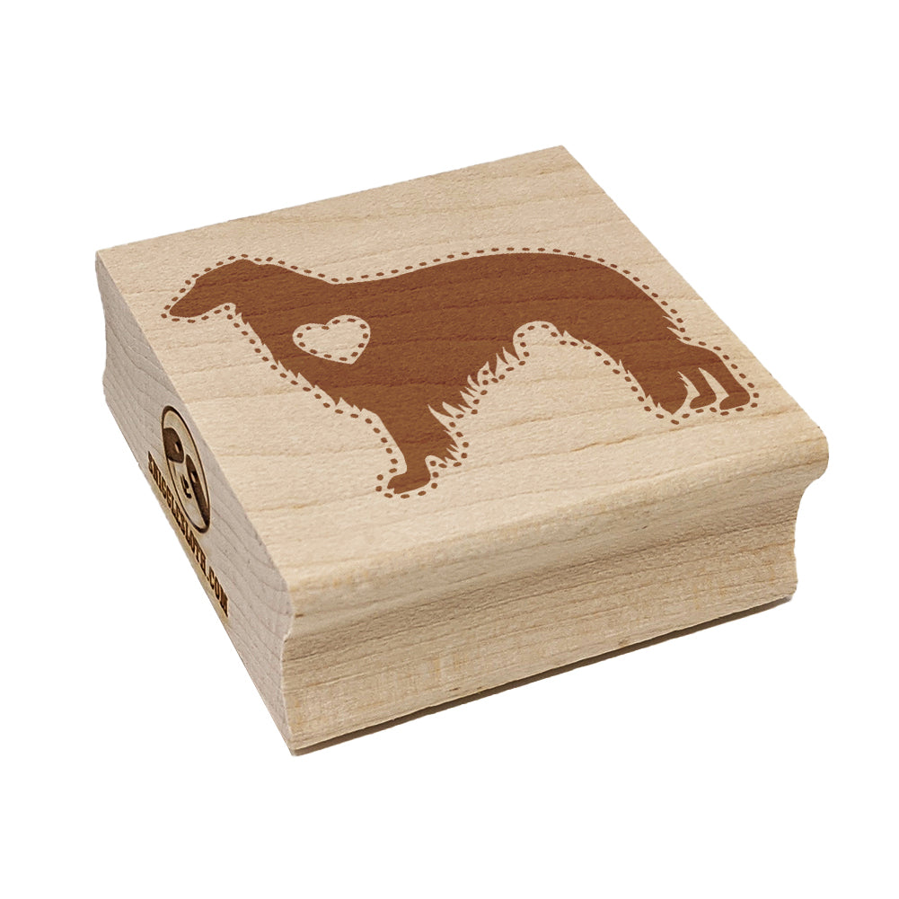 Borzoi Russian Wolfhound Dog with Heart Square Rubber Stamp for Stamping Crafting