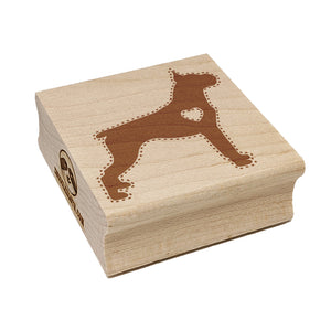 Boxer Dog with Heart Square Rubber Stamp for Stamping Crafting