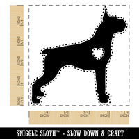 Boxer Dog with Heart Square Rubber Stamp for Stamping Crafting