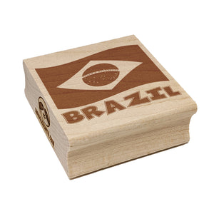 Brazil with Waving Flag Cute Square Rubber Stamp for Stamping Crafting