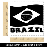 Brazil with Waving Flag Cute Square Rubber Stamp for Stamping Crafting