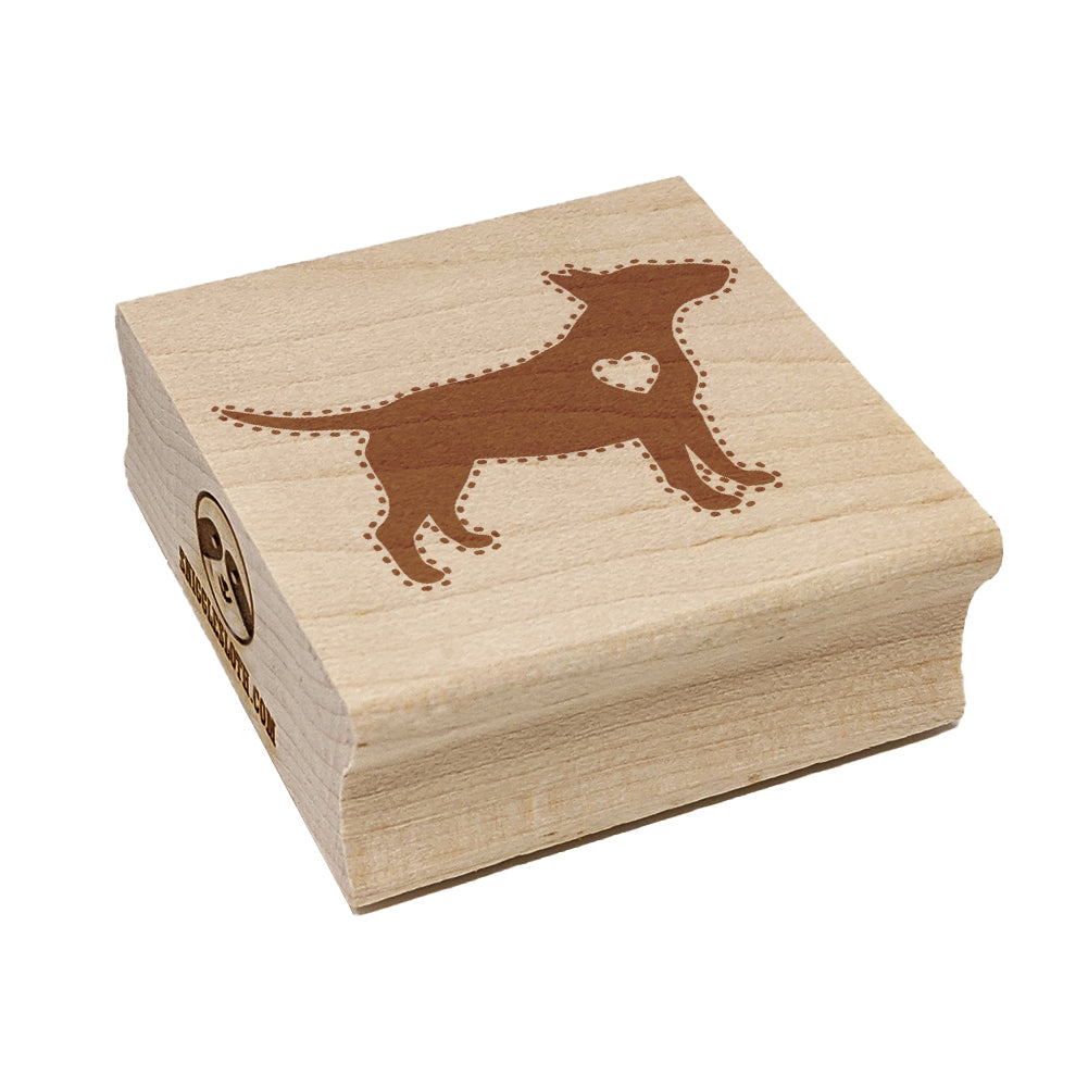 Bull Terrier Dog with Heart Square Rubber Stamp for Stamping Crafting