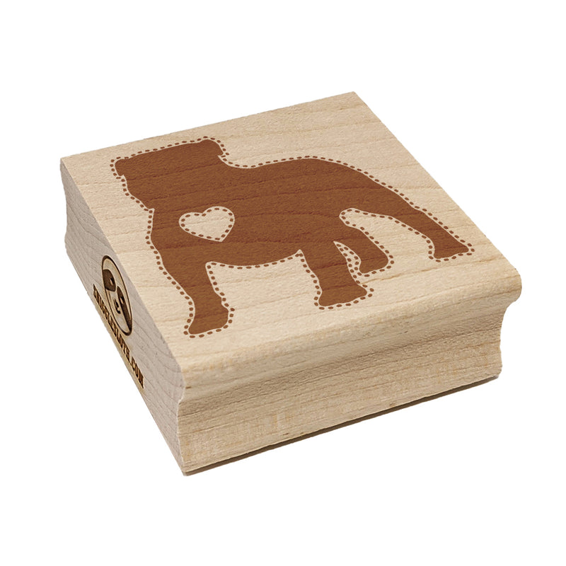 Bulldog English British Dog with Heart Square Rubber Stamp for Stamping Crafting