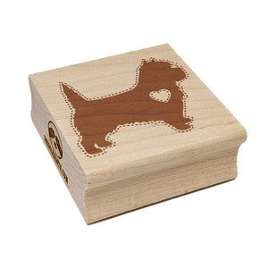 Cairn Terrier Dog with Heart Square Rubber Stamp for Stamping Crafting