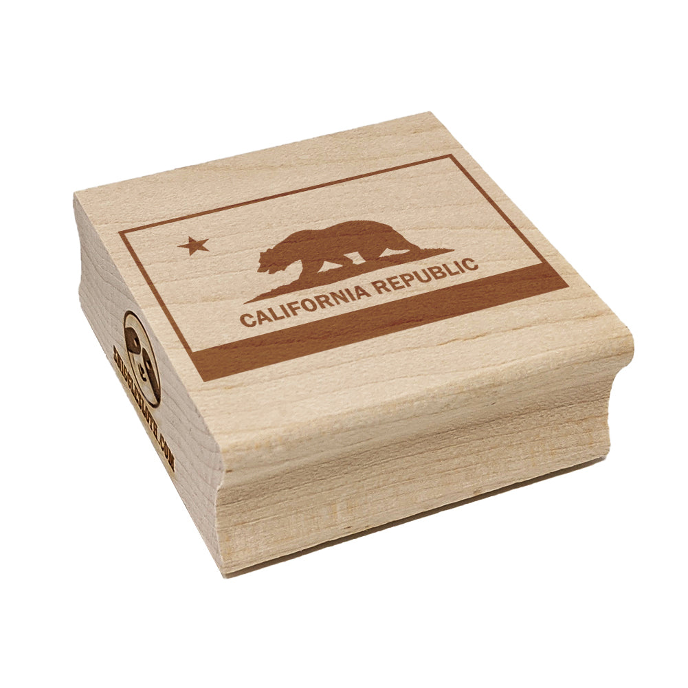 California Flag Solid Bear Square Rubber Stamp for Stamping Crafting