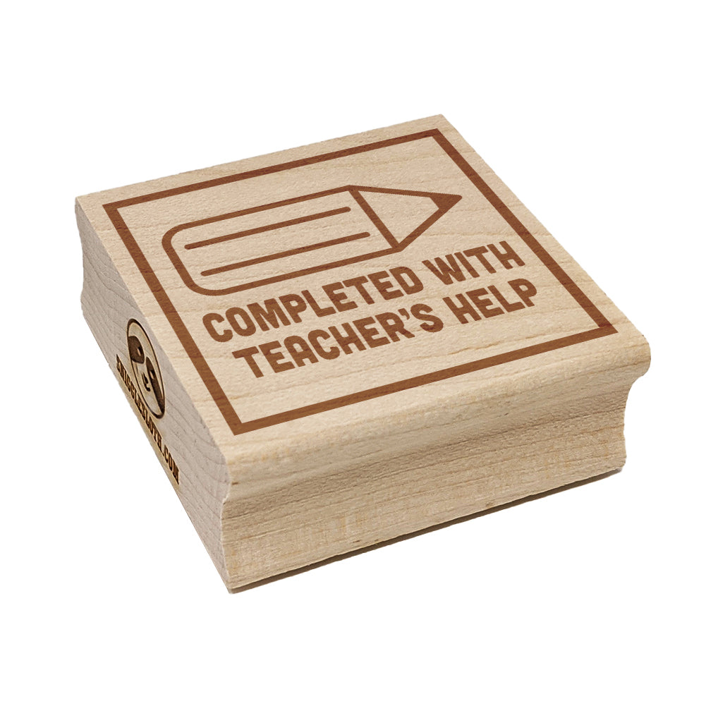 Completed with Teacher's Help Pencil Motivation Square Rubber Stamp for Stamping Crafting