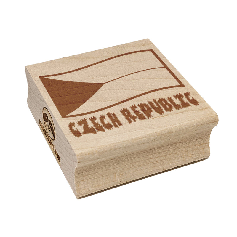 Czech Republic with Waving Flag Cute Square Rubber Stamp for Stamping Crafting