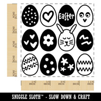 Decorated Easter Eggs Fun Square Rubber Stamp for Stamping Crafting