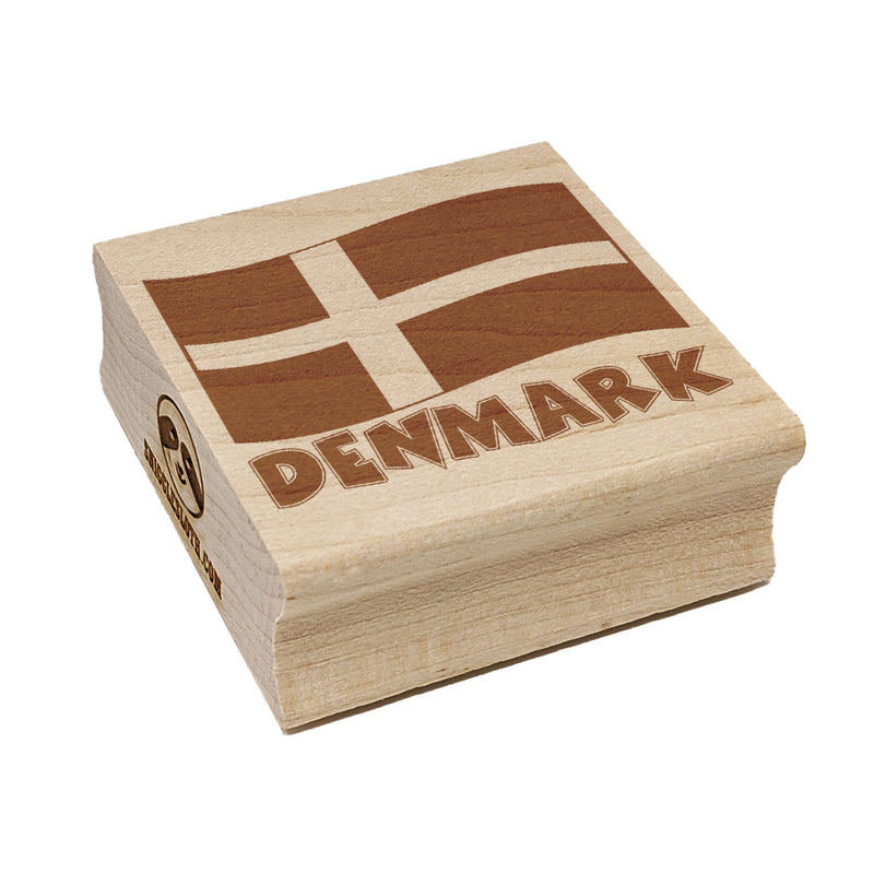 Denmark with Waving Flag Cute Square Rubber Stamp for Stamping Crafting