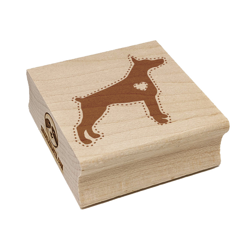 Dobermann Pinscher Dog with Heart Square Rubber Stamp for Stamping Crafting