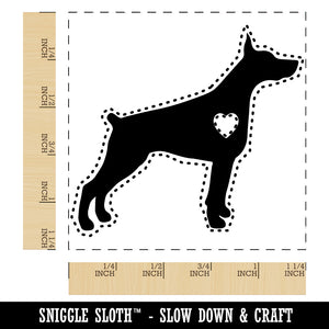 Dobermann Pinscher Dog with Heart Square Rubber Stamp for Stamping Crafting