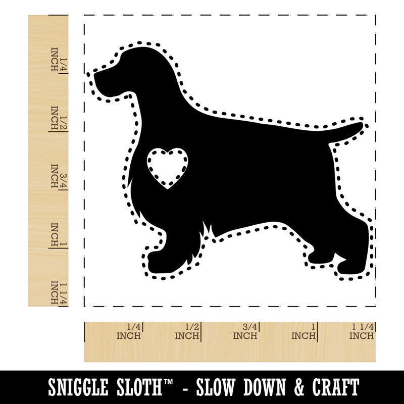 English Cocker Spaniel Dog with Heart Square Rubber Stamp for Stamping Crafting