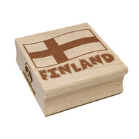 Finland with Waving Flag Cute Square Rubber Stamp for Stamping Crafting