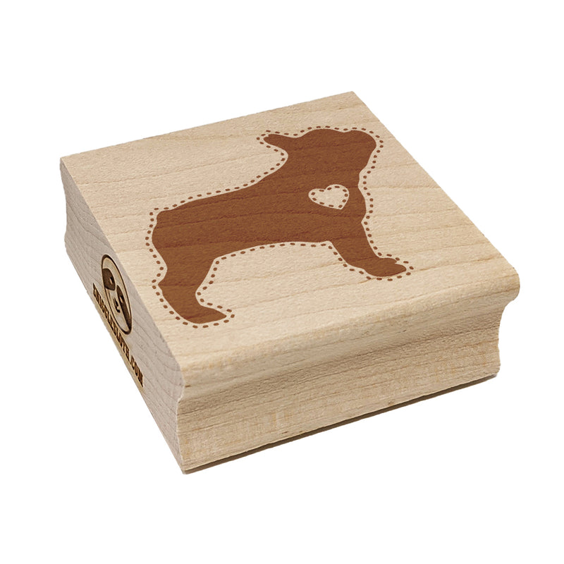French Bulldog Dog with Heart Square Rubber Stamp for Stamping Crafting