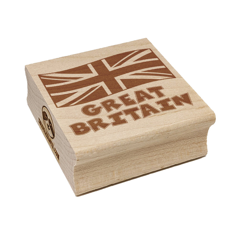 Great Britain with Waving Flag Union Jack Cute Square Rubber Stamp for Stamping Crafting