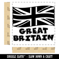 Great Britain with Waving Flag Union Jack Cute Square Rubber Stamp for Stamping Crafting