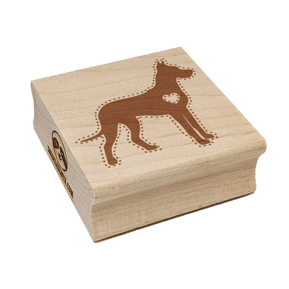 Great Dane Dog with Heart Square Rubber Stamp for Stamping Crafting