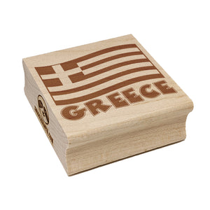 Greece with Waving Flag Cute Square Rubber Stamp for Stamping Crafting