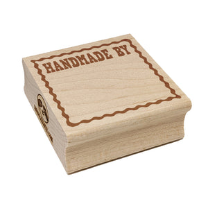 Handmade By Cute Font with Curvy Border Square Rubber Stamp for Stamping Crafting