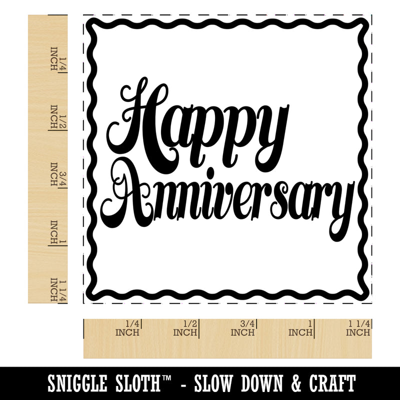 Happy Anniversary Elegant Text Square Rubber Stamp for Stamping Crafting