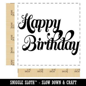 Happy Birthday Elegant Text Square Rubber Stamp for Stamping Crafting