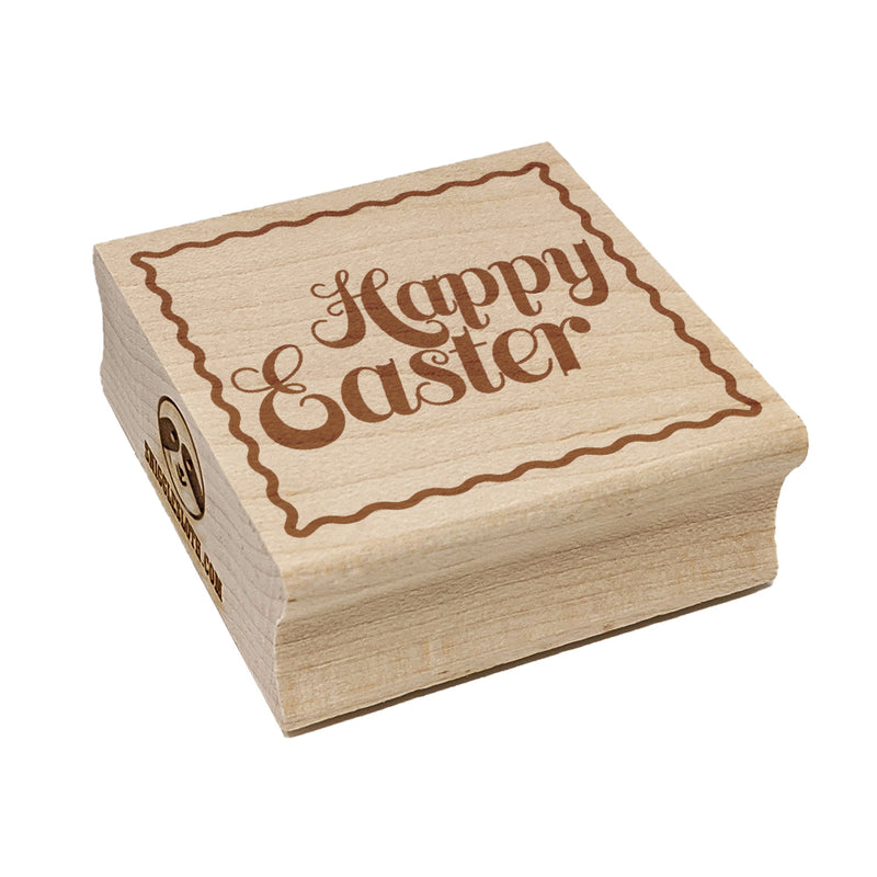 Happy Easter Elegant Text Square Rubber Stamp for Stamping Crafting