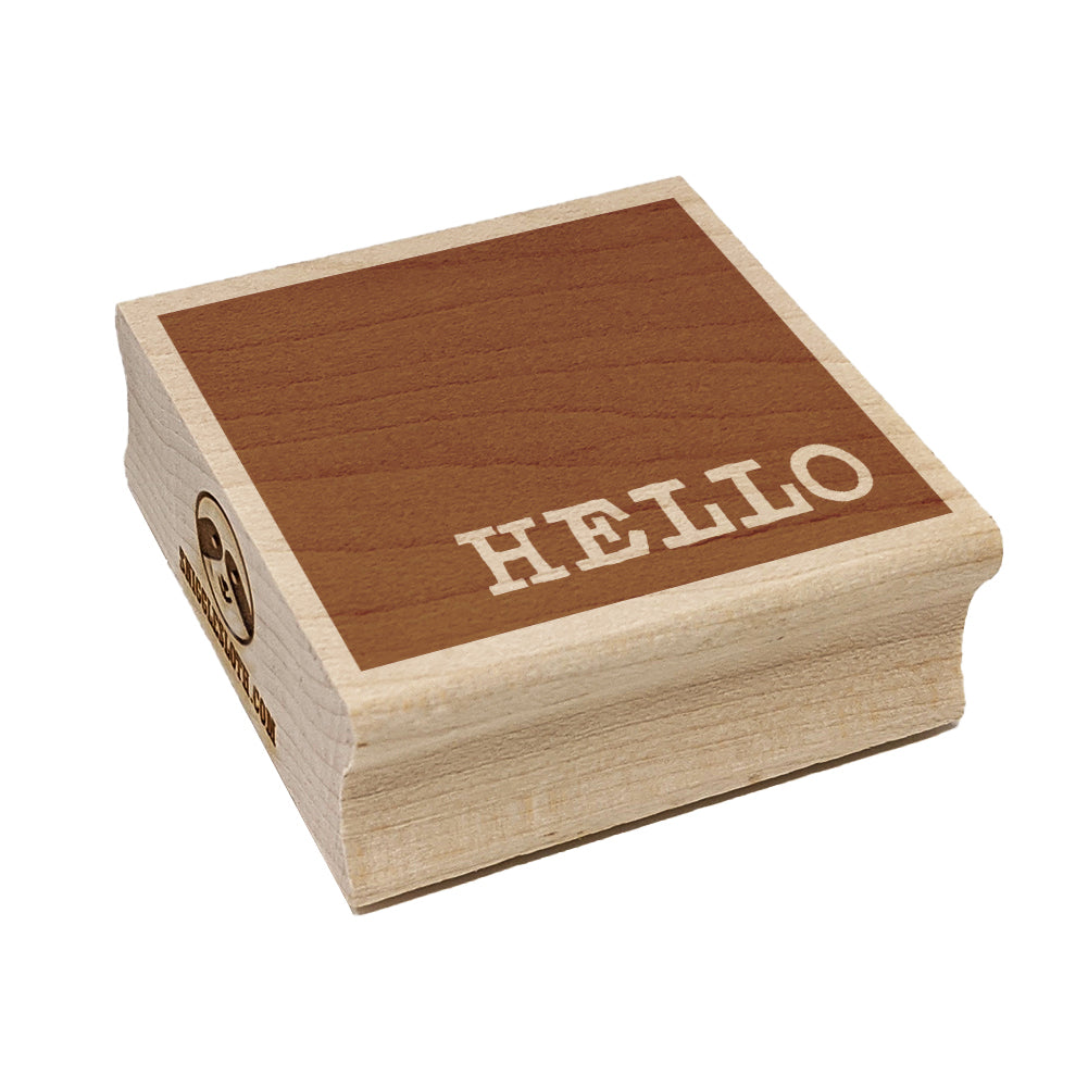 Hello Reversed Text in Box Square Rubber Stamp for Stamping Crafting